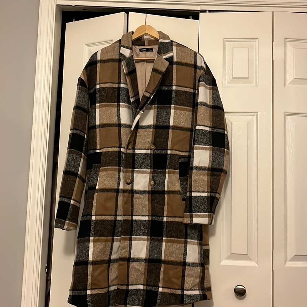 Never used Gray/Brown/White pea coat